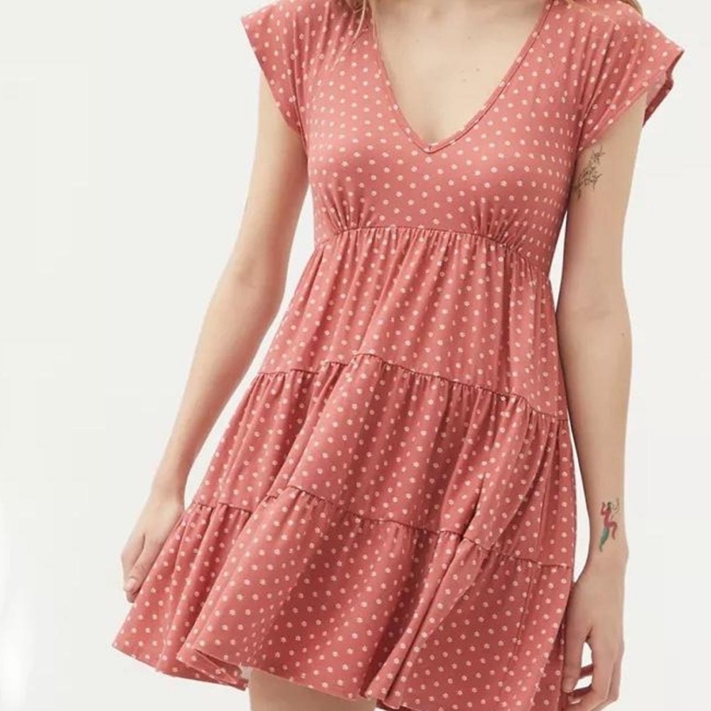 Urban Outfitters Julia Tiered Mini Red Dress